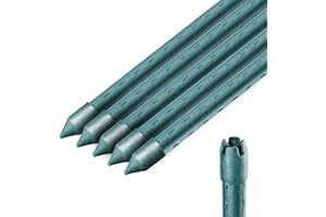 KADAX Tutores de Acero Plastificado para Soporte de Plantas Trepadoras, Estacas para Tomateras, Accesorios de Jardín y Huerto (5, 180 cm x 16 mm)