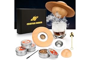 TMEOIIPY Kit per affumicatore per cocktail, set per fumatori con 4 trucioli di legno, regalo per la festa del papà, kit per bevande per fumatori whisky, accessori per cocktail whisky, bevande, bourbon, caffè
