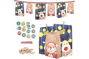 ONEHAUS Calendrier de l'Avent à remplir de grands sacs en papier cadeau Pour remplir soimême des sacs à main Penguin Advent