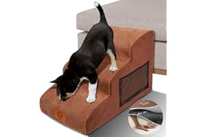 Zvonema Impermeabile Scaletta Cani,Scale per Cani a 3 Gradini in Spugna,Scala per Animali,Antiscivolo,Rampa per Cani per Divano Letto con Rivestimento Rimovibile e Lavabile