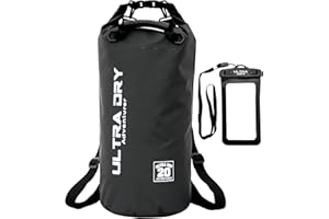 ULTRA DRY ADVENTURER Sac étanche de qualité supérieure, avec coque pour téléphone et longue bandoulière réglable, idéal pour le kayak/le bateau/le canoë/la pêche/le rafting/la natation/le camping/le snowboard