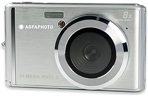 AGFAPHOTO Agfa Photo - Cámara Digital compacta con 21 Mpx, Sensor CMOS, Zoom Digital 8X y Pantalla LCD, Color Plateado