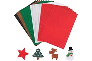 Pllieay 20Pcs Soft Christmas Felt Fabric Sheets, 21 x 30 CM, 1.3mm Thick Multi-Purpose for DIY Art Making, Patchwork Sewing DIY Craft and Christmas Decorations, 5 Colors