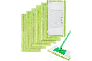 KEEPOW Panni Lavapavimenti per Swiffer Sweeper Scopa, Straccio Lavapavimenti Panni Umidi, Microfibra Lavabili Pavimenti, 6 Pezzi