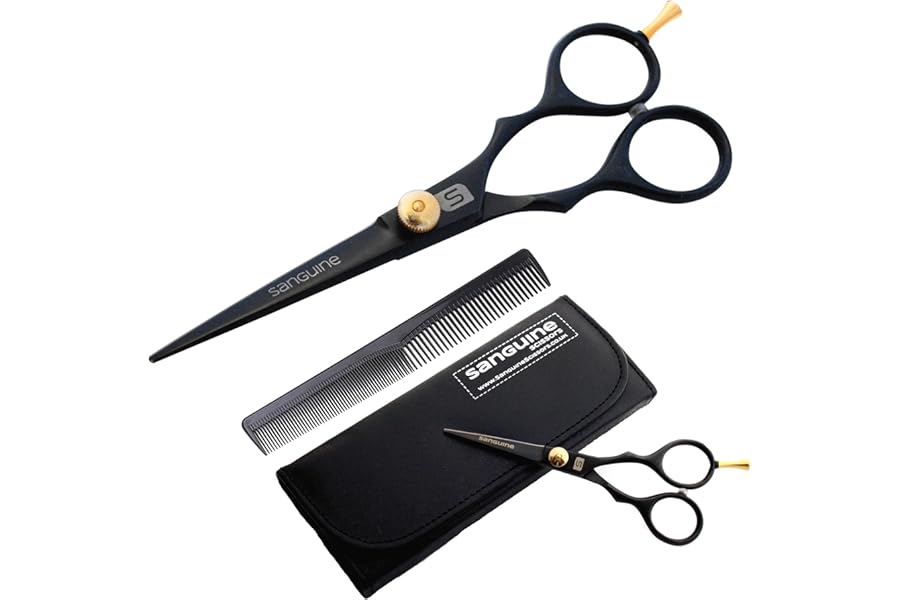 Professional Hair Scissors, Japanese Convex Hair Cutting Scissors, Hairdressing Scissors Suitable for All Hair Types. 5.5" (14 cm) - Ultra-Sharp Blades No More Split Ends - Includes Case, Hair Comb