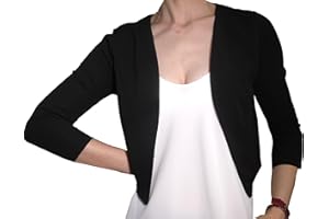 FANTASY Coprispalle Elegante Cerimonia Blaser Bolero Copriabito Manica 3/4 Donna Ragazza Colorati