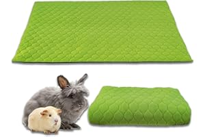 NEO SOLVO Tapis Litière Polaire pour Cochon d'Inde et Lapin - 70 x 140 cm Vert avec Une Couverture Tunnel Polaire séparée - Absorbant et Imperméable - Facile à Nettoyer - Pliable - Cage et Enclos