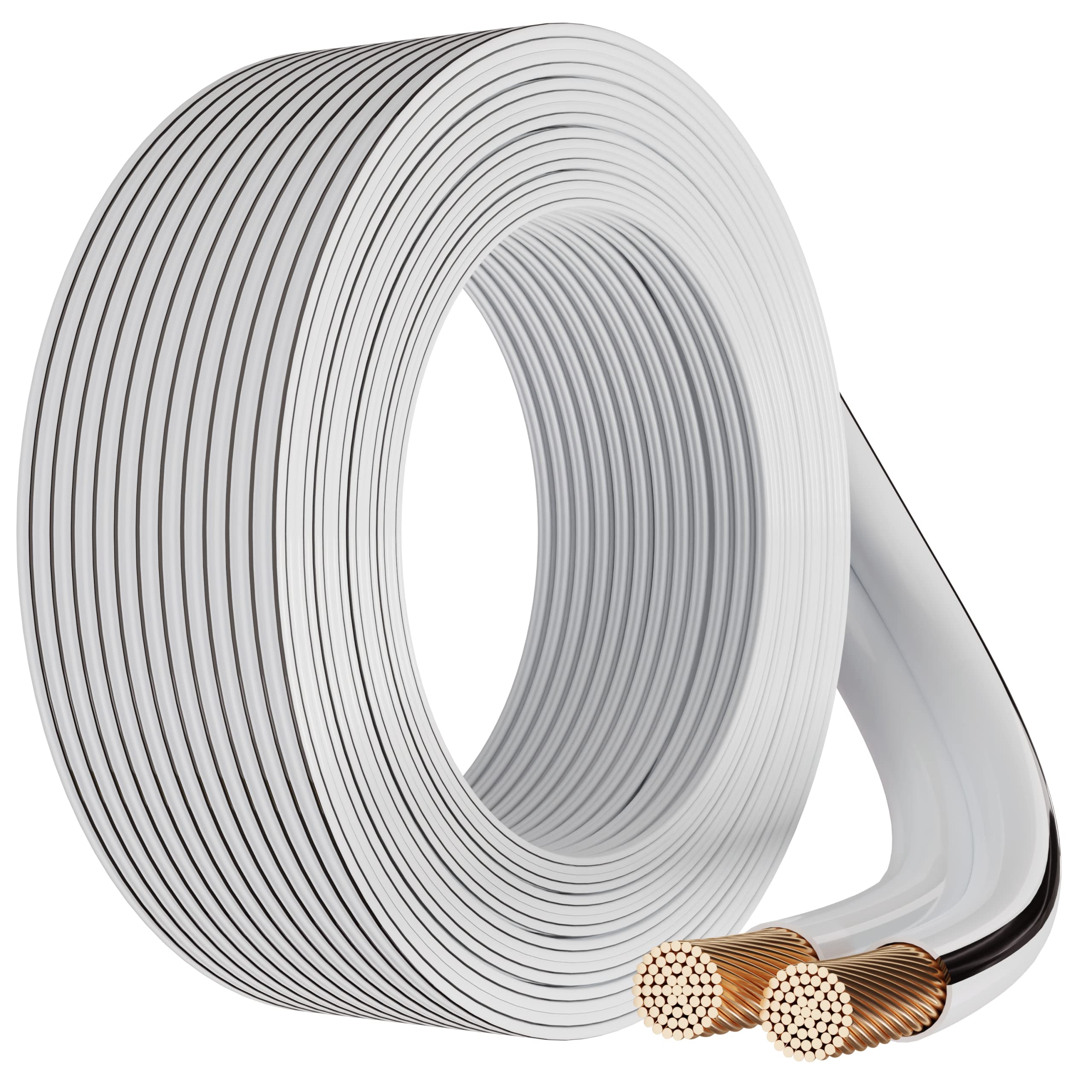 FEDUS 14 Gauge/AWG Speaker Wire 100 Meter Oxygen-Free Copper 2 Conductors Audio Speaker Cable for Car Speakers Stereos, Subwoofer, Home Theater Speakers, HiFi Surround Sound (WHITE+BLACK)