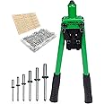 Homdum Non Slip 12" Double Handle Rivet Gun With Pop Rivets, Hand Pull Riveter Nail Gun with 300 Nos Blind Rivet