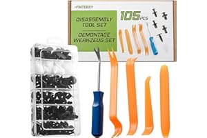 FINTERRY Befestigungsclips Auto + KFZ Werkzeug Set zur Demontage, 100 Stück Karosserie Clips Kunststoff Spreiznieten für Autos mit 5x Hebelwerkzeug