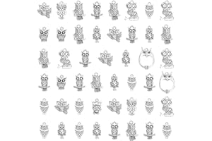 PandaHall - Lot Mix De 50 Differents Breloques/Pendentifs Hibou Style Tibetain En Alliage Couleur Argent Antique 16-30x16-30x3-4mm