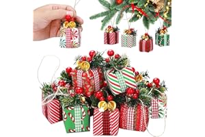 DIELIANHUA 12 Stück Deko Geschenkpäckchen, Mini Geschenkboxen, Geschenkbox Anhänger, Mini Geschenkboxens Weihnachten,für Weihnachten Dekoration