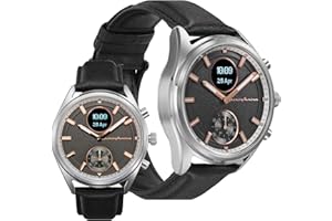 Pininfarina Sintesi Hybrid Reloj Inteligente - Reloj analógico con Correa de Piel auténtica, Pantalla Digital, brújula, GPS, Fitness, frecuencia cardíaca, Pasos, calorías y sueño - Midnight Rose