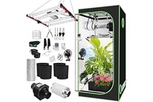 ‎OLLEWIELLAN Ollewiellan Growzelt Komplettset 100x100x200cm, 240W Faltbar LED Grow Lampe, Vollspektrum Belüftungssystem, Indoor Hydroponik Zelt
