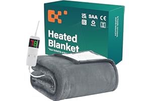 BOMOVA Heizdecke Wärmedecke mit Abschaltautomatik,Kuscheldecke flauschig Weihnachten,10 Heizstufen & 5-Stunden-Timer für Home,Geschenke für Frauen,Weihnachtsdeko für Bett Couchdecke,130x180cm,Grau