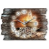 Kreative Feder Designer wandklok specerijen van hout, 40 x 27 cm, shabby stijl, designklok met fluisterstil uurwerk zonder tikken (specerijen, stil radiouurwerk