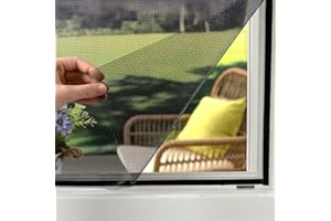 empasa Fliegengitter für Fenster mit Klettband, kürzbarer Insektenschutz ohne Bohren, Fliegennetz aus Polyester Mückennetz Moskitonetz, Größe: 60 x 80 cm, Farbe: schwarz