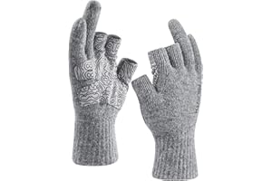 Palmyth Woll-Angelhandschuhe mit 3-teiligen Fingern, warm für Männer und Frauen, Fingerlose Handschuhe für kaltes Wetter zum Fliegenfischen im Winter