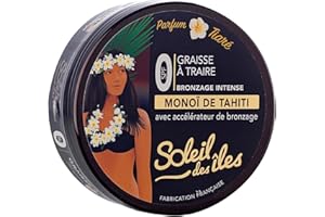 SOLEIL DES ILES Soleil des Îles | Graisse à Traire au Monoï de Tahiti 100% Naturel avec Accélérateur de Bronzage - Sans Paraben, Résiste à l'Eau - Parfum Tiaré - Fabriqué en France