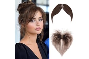 MY-LADY Pony Haarteil 100% Remy Clip in Pony Echthaar mit 2 Clips, Mittelseitenteil Haar Topper One Piece Clip in Pony Fringe Acht Charakter Human Hair for Frauen Farbe Mokkabraun