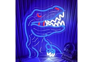 Flixyticy Enseigne Lumineuse Néon Blue Dinosaur, Panneau lumineux suspendu à LED pour chambre d'enfant, décoration murale, fête, vacances, anniversaire, cadeau (Dinosaur)