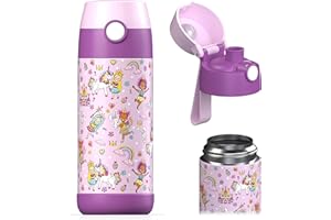 Jarlson® Borraccia Bambini Acciaio Inox "MALI", Bottiglia Termica, Senza BPA, Bottiglia Acqua, Termos, Thermos