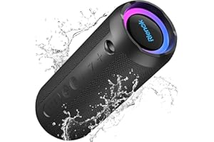 RIENOK Enceinte Portable Bluetooth aux Basses Renforcées, 30H, Bluetooth 5.3, 30W Enceinte Puissante, IPX7, AUX, TF Carte, pour Fêtes/Voyage/Extérieur, Noir