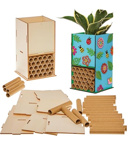 Maison à Papillons En Bois à Assembler - Lot De 2, Kit D'Activité Manuelle Pour Enfants - 13 Cm, Contreplaqué 4 Mm