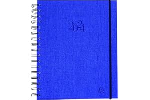 Exacompta - 226122E - Agenda de bureau Journée planifiée 22S spiralé Carte Napura - 18,5 x 22,5 cm - Janvier à décembre 2024 - Coloris bleu
