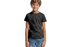 KINKIES Camiseta de Colores Manga Corta 100% Algodón para niños - Camiseta comodín de Calidad con 165 g/m, cómoda, Suave, Lisa y Elegante
