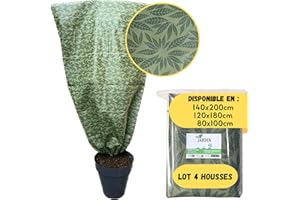 JARDEN© Lot 4 Housses Hivernage 120x180cm Grammage 50g/m², Design Feuillage Vert, Protection Arbres et Arbustes Contre Le Froid et Gel, Voile Polypropylène Non Tissé, Résistant et Facile à Installer