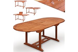 ‎DEUBA Casaria® Gartentisch Wetterfest FSC®-Zertifiziert Holz 200x100cm 160kg Belastbarkeit Schirmständer Balkon Garten Terrasse Tisch Klapptisch Balkontisch Eukalyptus