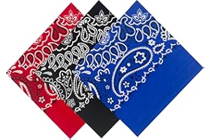 EVERY-VILLE Where EVERYone is Welcome 3 Pack 100% Cotton Bandana for Women Men Gift Packaging - Cowgirl Cowboy Accessories Scarf Headband Neckerchief - Large Paisley Hair Face Covering