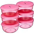 Amazon Brand - Solimo Polypropylene Nestable Round Container 600 Ml Set Of 6, Pink
