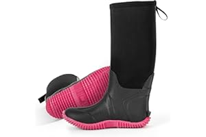 Ubon Stivali Gomma Donna Alti Impermeabili Scarpe da Pioggia in Neoprene Traspiranti Comode Stivaletti in Neoprene Antiscivoli Resistenti Stivali Giardini Caccia Lavoro Pesca Esterno