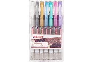 edding 2185 roller gel - blanco, oro, plata, azul, verde, rosa, violeta - juego de 7 - 0,7 mm - bolígrafo de gel para escribir, colorear o decorar bullet journals - rotulador de gel para mandalas