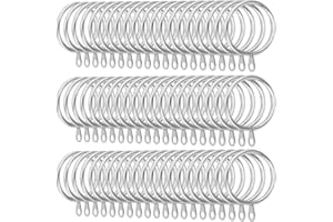 JOIKIT 100 Pack 38mm Silver Curtain Rings, Curtain Pole Rings, Metal Hanging Rings with Eyelets, for Curtains and Rods, Decorative Drapery