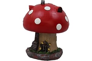 HH HOME HUT Fairy House Solar Powered secret Garden Ornament Pixie Decor Outdoor Decorative Home Light up Pathway Lawn Mushroom Statues Figurine 21cm Tall