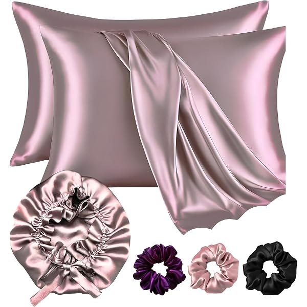 BEDELITE Satin Pillowcase Set Of 2 - King Size 20x40, Zipper Closure, Rose Taupe