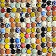 200g Ceramics Mosaic Tiles Random Color Mixed Round Ceramics Tiles Bulk for Craft DIY Plates Flowerpots Vases Cups Mosaic Making Supplies 20mm