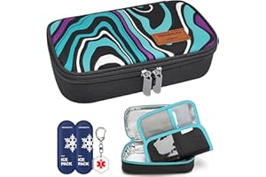 ‎KEKHEALTH KEKHEALTH Insulin Kühltasche, Insulin Pen Tasche für 3 bis 4 Insulinpens, Medikamenten Kühltasche mit Medizinischer QR-Tag, Insulin Kühlbox für Reisen, Diabetiker Tasche mit 2 Kühlakkus(Camgrün)