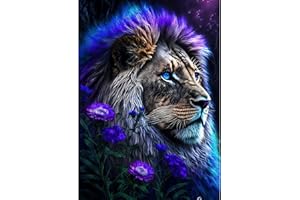 RICUVED Kits de Peinture Diamant de Lion, Kits de Peinture Diamant 5D Lion pour Adultes Diamants Ronds Kits de Peinture Diamant de Animaux Kits d'art Cristal Diamant pour la Décoration 30x40cm