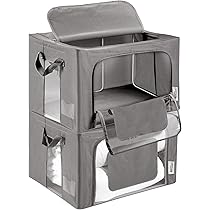 Scatole Armadio FUSACONY 22L - Con Supporto Acciaio, Finestra Trasparente, Grigio - Foto 6