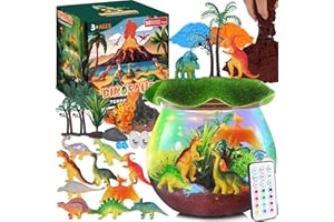 RONSTONE Zestaw zabawek do terrarium dla dzieci – prezent urodzinowy dla chłopców – lampka nocna dinozaura dla dzieci – naukowe zestawy do majsterkowania dla dzieci w wieku 4, 5, 6, 7, 8 lat