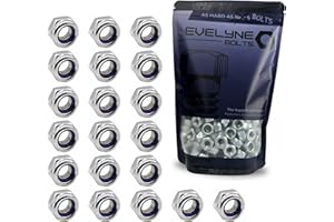 M10 Nyloc Steel Nuts, 10mm Self Locking Nuts with Nylon Inserts (20 Pack) Evelyne