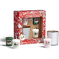 Yankee Candle Gift Set | 3 Votive Scented Candles & 1 Candle Holder | Countdown to Christmas Collection