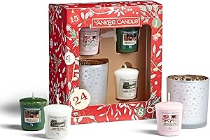 Yankee Candle Gift Set | 3 Votive Scented Candles & 1 Candle Holder | Countdown to Christmas Collection