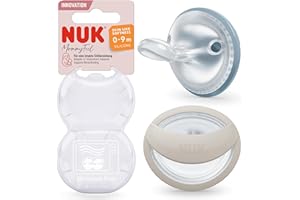 NUK MommyFeel Babyschnuller | 0−9 Monate | stillfreundliche Sauger | BPA-freies Silikon | Jeans & Greige | 2 Stück