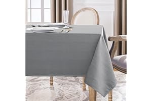 Softalker Mantel de Mesa Antimanchas Gris,140 x 240 cm,Lavable,Impermeable,Textura Lino,Rectangular,Grande,Mantel Decorativo para Exterior,jardín,Fiesta,cumpleaños,Año Nuevo,Navidad,Invierno