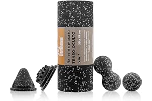 ‎MAJESTIC SPORT Majesatic Sport Tenso Oculto, Faszienrollen 5-teilig Set für die Selbstmassage, Faszienrolle 35 x 15 cm, Duoball, Lacrosse, Triggerpunkt-Massagegerät, Triggerpunkt Drücker, Faszien-Tools.